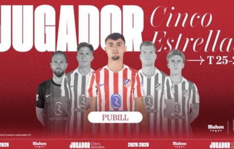 yl23455永利-7场全部打满！马竞官方：中后卫普比尔当选俱乐部1月最佳球员